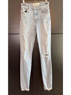 Reformation Women's High And Skinny Maui Blue Color Denim Jeans Size 24 Stretch
